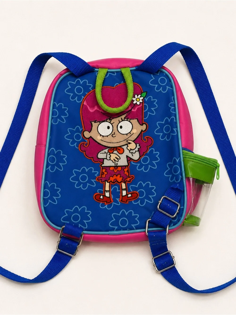 Kids Pink and Blue Character Backpack - Cute Pigtail Girl Design